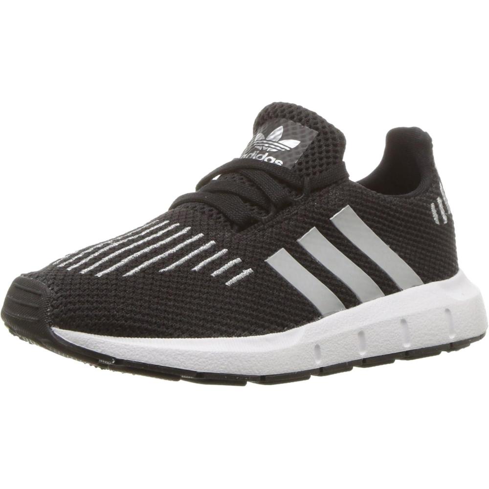 imageadidas UnisexChild Swift Running ShoeCore BlackSilver MetallicWhite