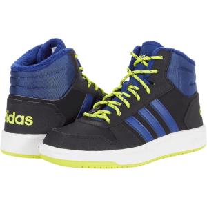 adidas Boys’ Hoops 2.0 Mid Ankle Basketball Shoe(Core Black-victory Blue-acid Yellow)