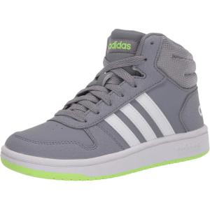 adidas Boys’ Hoops 2.0 Mid Ankle Basketball Shoe(Grey/Ftwr White/Signal Green)