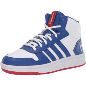 adidas Boys’ Hoops 2.0 Mid Ankle Basketball Shoe(White/Royal Blue/Black)