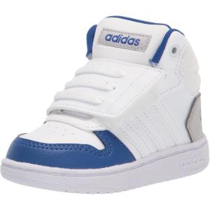 adidas Boys’ Hoops 2.0 Mid Ankle Basketball Shoe(White/White/Team Royal Blue)