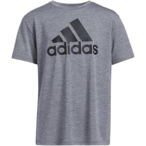adidas Boys’ Plus Size Short Sleeve Aeroready Performance Logo Tee T-Shirt(Charcoal Grey Heather)