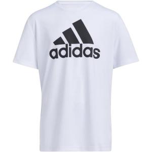 adidas Boys’ Plus Size Short Sleeve Aeroready Performance Logo Tee T-Shirt(White)