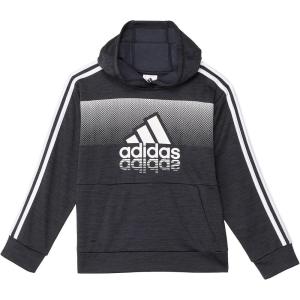 adidas Boys’ Pullover Hoodie Poly Hooded Sweatshirt(Black Heather)