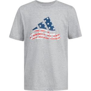 adidas Boys’ Short Sleeve Cotton USA Graphic T-Shirt(Grey Heather Flag)