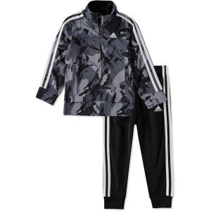 adidas Boys’ Tricot Jacket & Pant Clothing Set(Camo Grey Black)