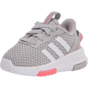 adidas Girls’ Racer TR21 Tennis Sneakers(Grey/White/Signal Pink)