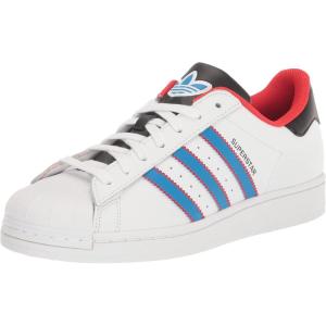 adidas Men’s Superstar Shoe(White/Bright Blue/Red)