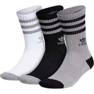 adidas Originals Men’s Mixed Graphics Cushioned Crew Socks (3-Pair)(Light Onix Grey/Black/White)