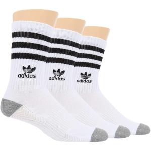 adidas Originals Men’s Mixed Graphics Cushioned Crew Socks (3-Pair)(White/Black/Heather Grey)