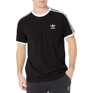 adidas Originals Men’s Originals 3 Stripes Tee, Clear Sky, Medium(Black)