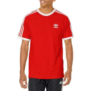 adidas Originals Men’s Originals 3 Stripes Tee, Clear Sky, Medium(Red)