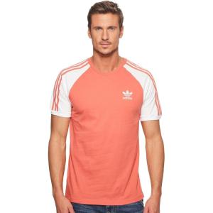 adidas Originals Men’s Originals 3 Stripes Tee, Clear Sky, Medium(Trace Scarlet)