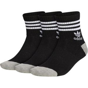 adidas Originals Men’s Roller High Quarter Socks (3-Pair)(Black/White/Heather Grey)