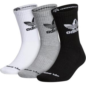 adidas Originals Mixed Graphics Cushioned Crew Socks (3-Pair)(Black/Heather Grey/White)