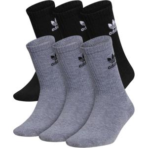 adidas Originals Unisex child Athletic Cushioned Crew Socks OG (6 pairs) durable breathable(Heather Grey/Black/White)