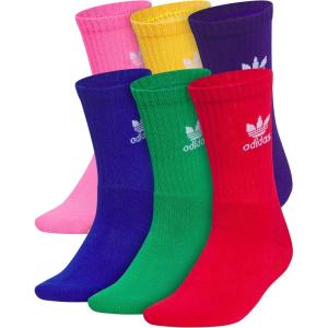 adidas Originals Unisex child Athletic Cushioned Crew Socks OG (6 pairs) durable breathable(Lucid Pink/Collegiate Royal Blue/Better Scarlet)