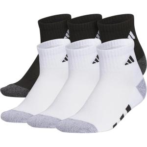 adidas Unisex Kid’s Quarter Ankle Socks for Boys and Girls Youth (6-Pack) Athletic Cushioned and Comfortable(White/Black/White)