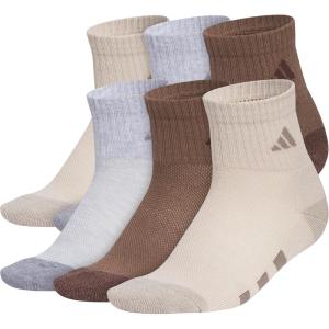 adidas Unisex Kid’s Quarter Ankle Socks for Boys and Girls Youth (6-Pack) Athletic Cushioned and Comfortable(Wonder Beige/Cool Light Heather/Earth Strata Brown)
