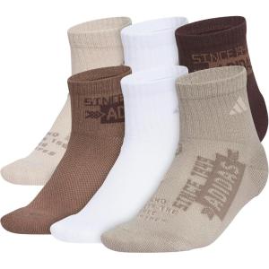 adidas Unisex Kid’s Quarter Ankle Socks for Boys and Girls Youth (6-Pack) Athletic Cushioned and Comfortable(Wonder Beige/White/Earth Strata Brown/Graphic)