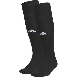 adidas Unisex Rivalry Soccer Socks (2-Pack) Over-the-Calf Athletic Fit for Men & Women(Black/White/2.0)