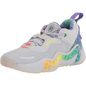 adidas Unisex-Child Donovan Mitchell Issue 3 Basketball Shoes(Clear Grey/Purple Rush/Semi Screaming Green)