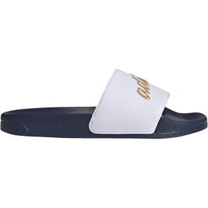 adidas Women’s Adilette Slide(White/Gold Metallic/Shadow Navy)