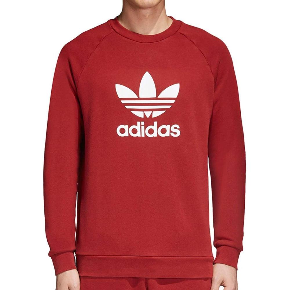 imageadidas Mens Trefoil Crew Neck Sweatshirt Casual  BlackRedWhite