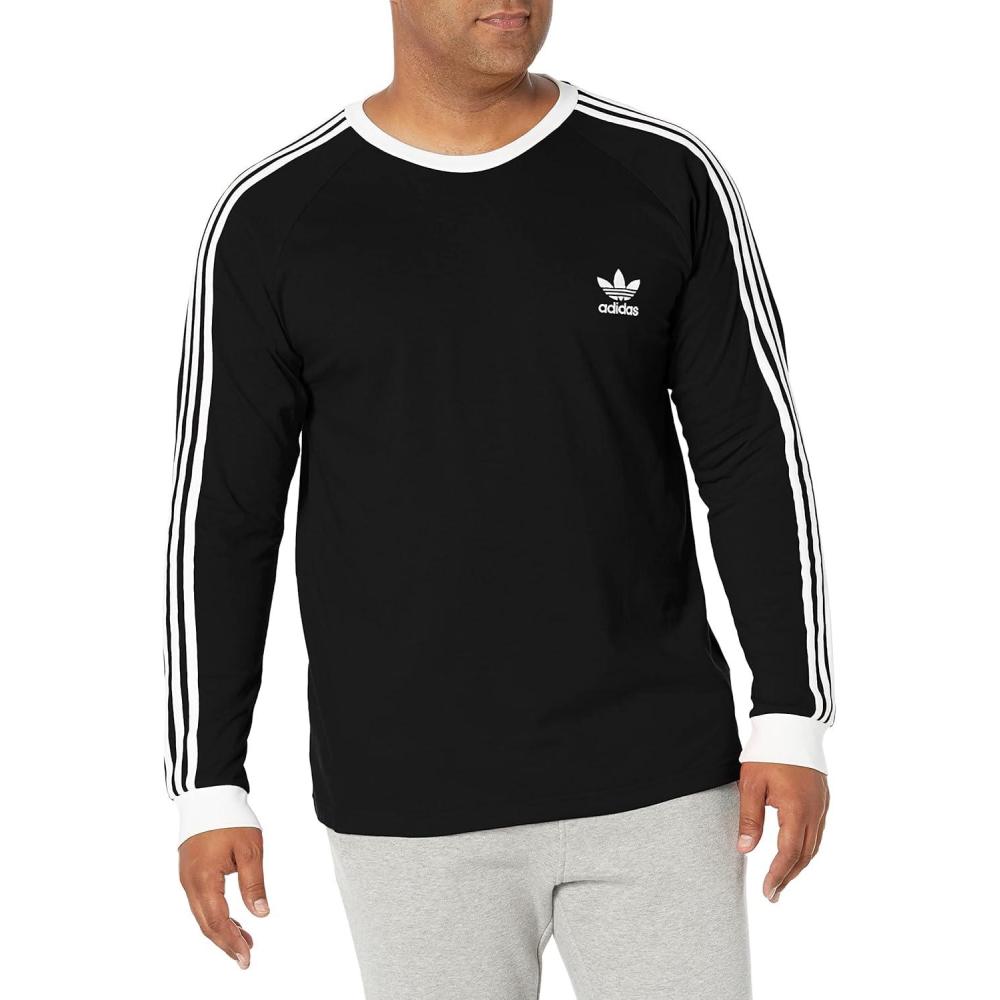 imageadidas Originals Mens Adicolor Classics 3Stripes Long Sleeve TeeBlack