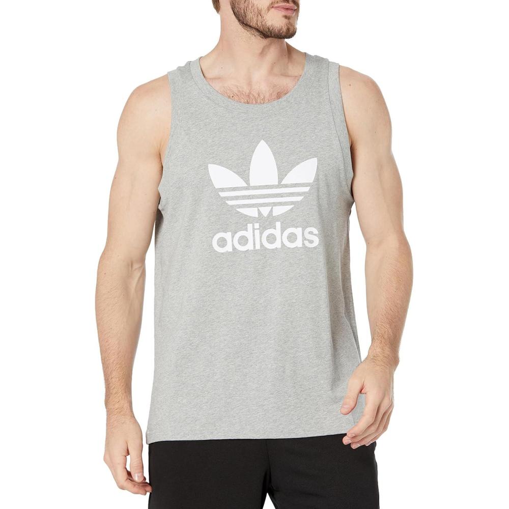 imageadidas Originals Mens Adicolor Trefoil Tank TopMedium Grey Heather