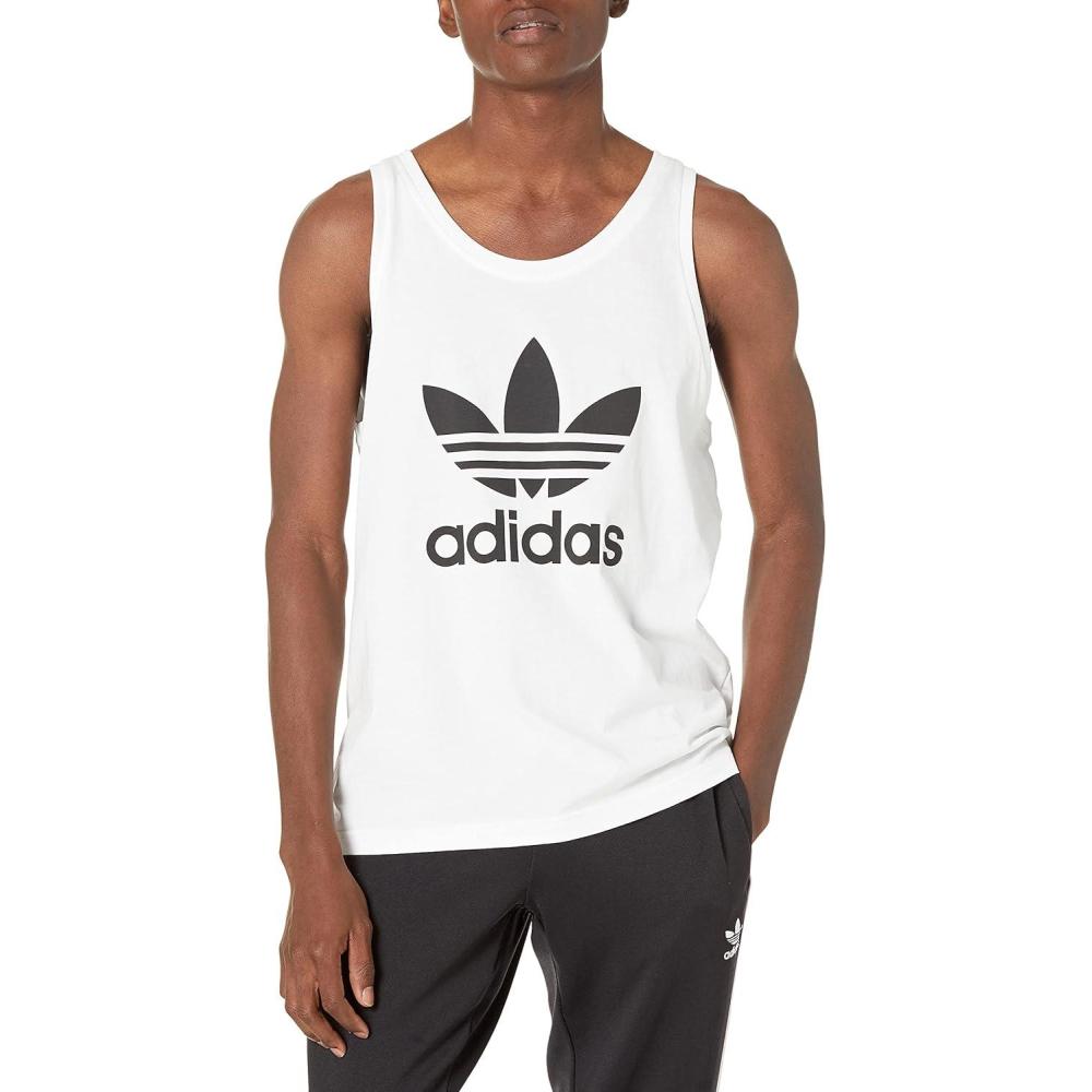 imageadidas Originals Mens Adicolor Trefoil Tank TopWhiteBlack