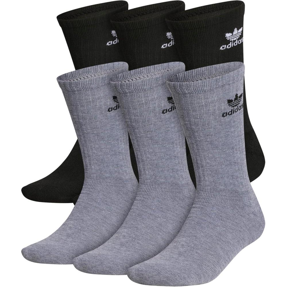 imageadidas Originals Trefoil 6Pair Crew SockHeather GreyBlackWhite
