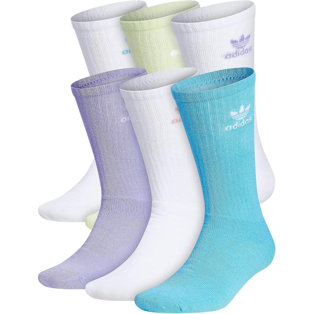 imageadidas Originals Trefoil 6Pair Crew SockWhiteSky Rush BlueLight Purple