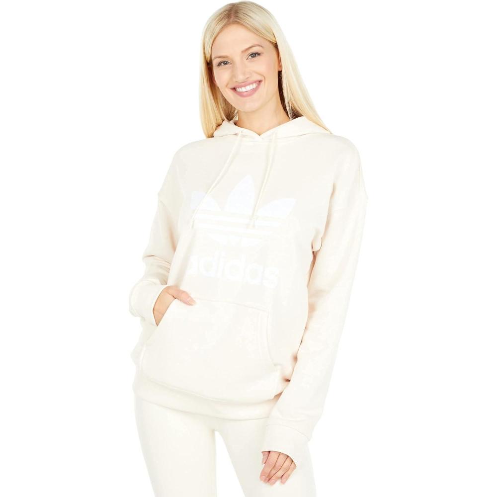 imageadidas Originals Womens Adidas Adicolor Trefoil HoodieWonder White