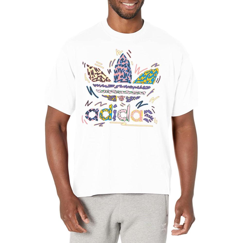 imageadidas Originals Womens Love Unites Trefoil TeeWhiteMulticolor