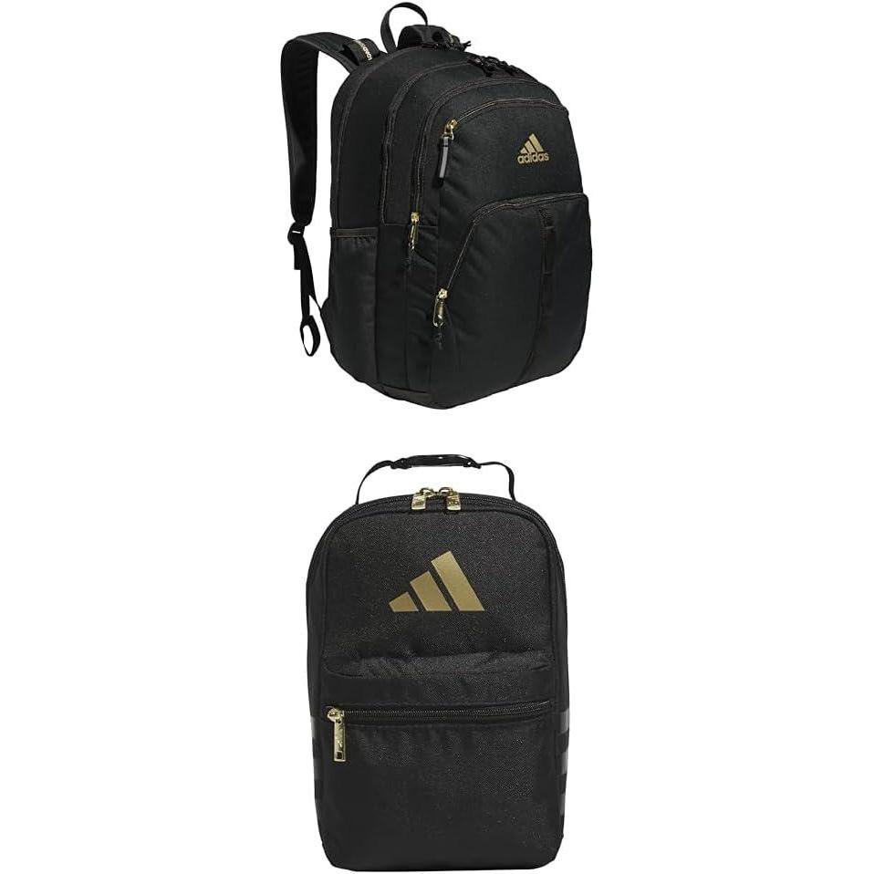 imageadidas Prime Backpack for Work Travel Bag for Women and Men with Padded Compartment for Laptop BlackWhite2 One SizeBlackGold  BlackGold