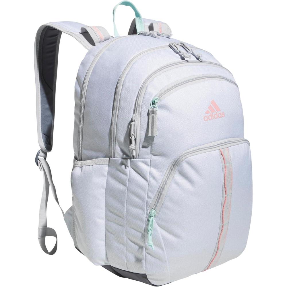 imageadidas Prime Backpack for Work Travel Bag for Women and Men with Padded Compartment for Laptop BlackWhite2 One SizeTwill WhiteSemi Flash Aqua Blue