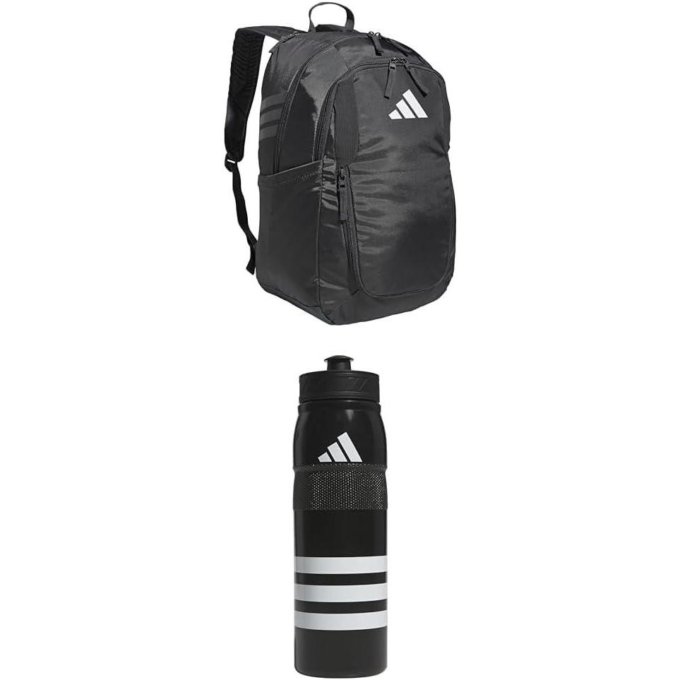 imageadidas Stadium Team Sports Backpack 36L  750 ml 28 oz Refillable Plastic Sport Water Bottle Navy Blue 2  BlueSilver Metallic One SizeDark Grey  BlackWhiteBlack