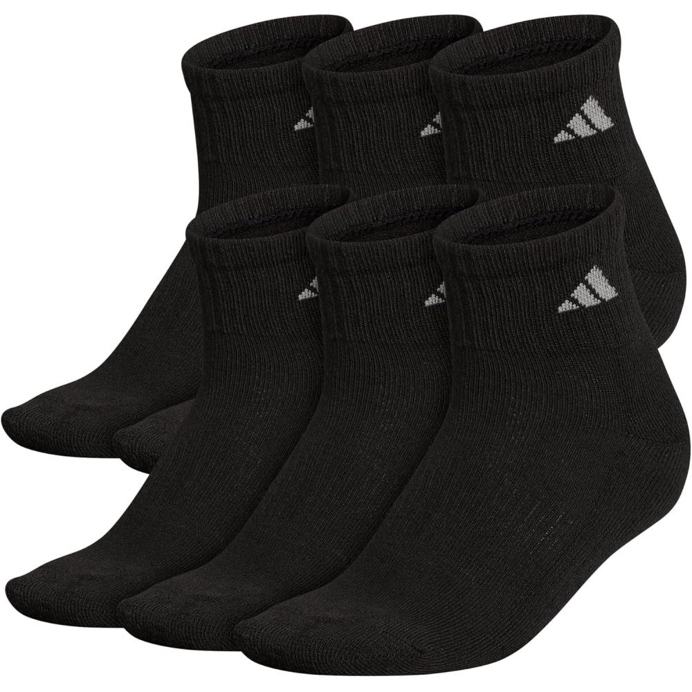 imageadidas Womens Ankle Socks Athletic Cushioned Quarter Fit 6Pack Durable Comfortable Cooling with CompressionBlackAluminum 2