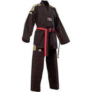 adidas Champion II TKD Uniform – Black w/Yellow V-Neck – 4
