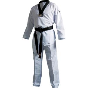 adidas Eco Fighter Taekwondo Dobok Uniform WT Approved 100% Polyester Ultralight(Black V-neck)