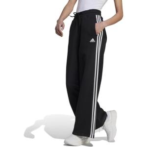 adidas Essentials 3-Stripes French Terry Wide Pants(Black / White)