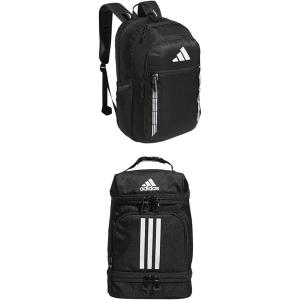 adidas Excel Backpack + Insulated Lunch Bag, Black/White + Black/White, OSFA(Black/White + Black/White)