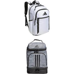 adidas Excel Backpack + Insulated Lunch Bag, Black/White + Black/White, OSFA(White/Black + Jersey Onix Grey/Black)