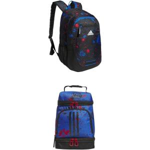 adidas Foundation Backpack + Excel Insulated Lunch Bag, Splatter Blue + SplatterBlack/Scarlet, OSFA(Splatter Blue + Splatterblack/Scarlet)