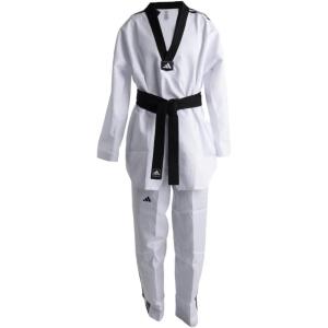 adidas Kids/Adult’s WT Taekwondo Student Dobok Without Stripes Martial Arts WTF Children Uniform(Black V-neck)