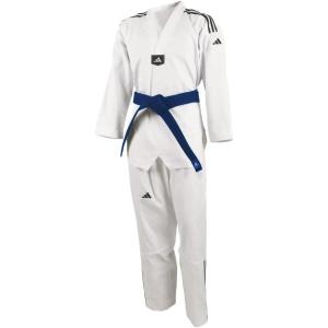 adidas Kids/Adult’s WT Taekwondo Student Dobok Without Stripes Martial Arts WTF Children Uniform(White V-neck)