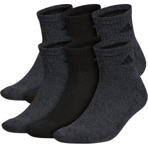 adidas Men’s Socks, Athletic Cushioned Quarter 6-Pack, Ankle Fit with Arch Support(Black/Onix Grey)