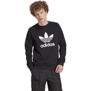 adidas Mens Trefoil Crew Neck Sweatshirt Casual – Black(Black)