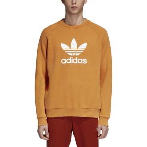 adidas Mens Trefoil Crew Neck Sweatshirt Casual – Black(Craft Orange)